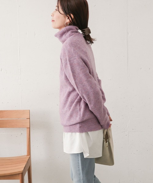 URBAN RESEARCH DOORS（アーバンリサーチドアーズ）の「片畦タートルニットプルオーバー（ニット/セーター・レディース・パープル/グリーン/モカ・ONE）」の11枚目の写真
