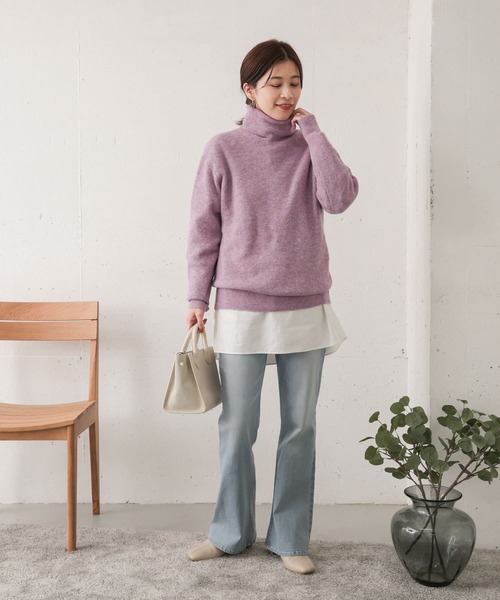 URBAN RESEARCH DOORS（アーバンリサーチドアーズ）の「片畦タートルニットプルオーバー（ニット/セーター・レディース・パープル/グリーン/モカ・ONE）」の12枚目の写真