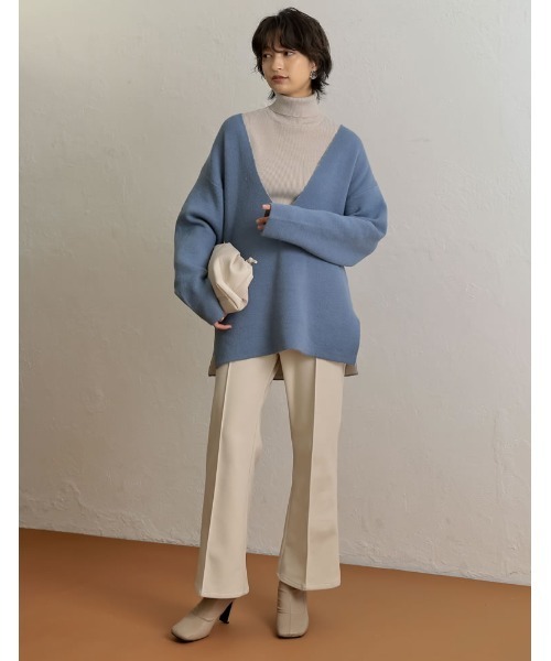 Re:EDIT(リエディ)の「指穴タートルネックリブニットトップス(ニット/セーター・レディース・グリーン/パープル/ブラック/ブルー/アイボリー/オレンジ・MEDIUM)」の17枚目の写真