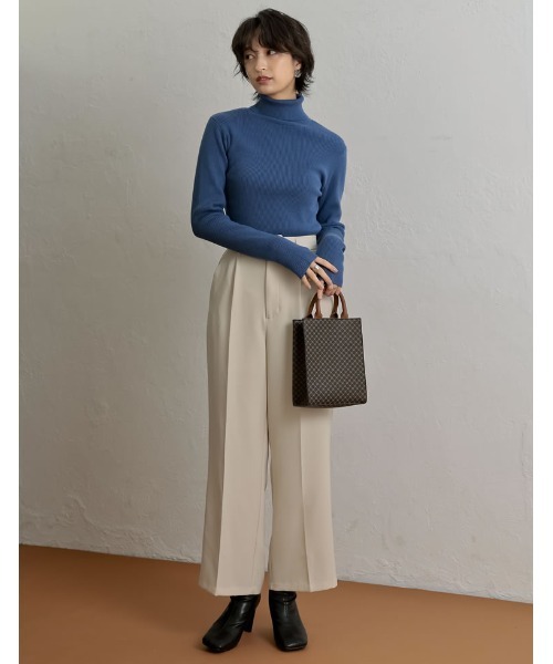 Re:EDIT(リエディ)の「指穴タートルネックリブニットトップス(ニット/セーター・レディース・グリーン/パープル/ブラック/ブルー/アイボリー/オレンジ・MEDIUM)」の22枚目の写真