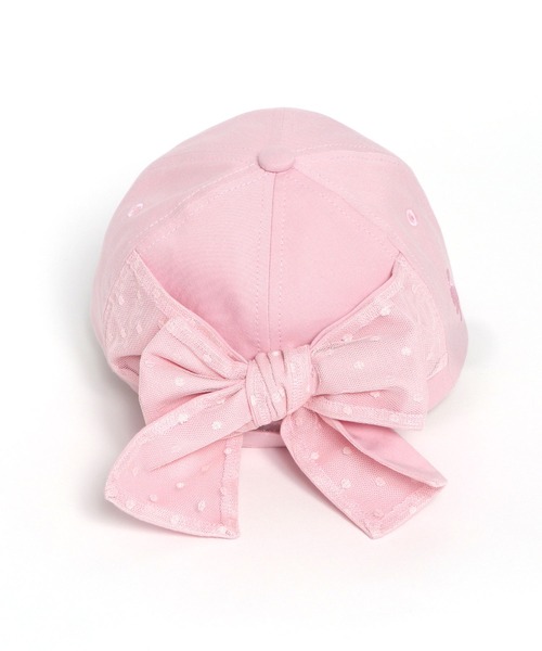 KP DECO(ケーピーデコ)の「後チュールリボン付きコットンツイルキャップ(M-L)(キャップ・キッズ・ベージュ/ピンク・LARGE/MEDIUM)」の4枚目の写真