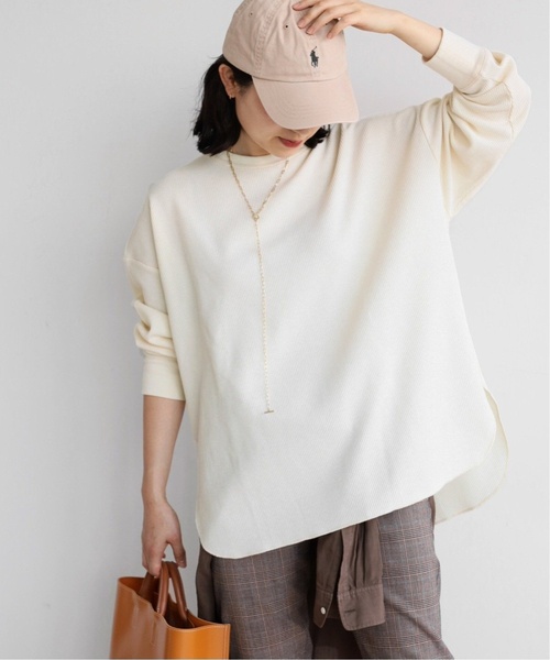 JOURNAL STANDARD relume(ジャーナルスタンダード レリューム)の「《追加》TCワッフルオーバーサイズロングスリーブTシャツ◆(Tシャツ/カットソー・レディース・オレンジ/ホワイト系その他/ブルー/オートミール・FREE)」の1枚目の写真