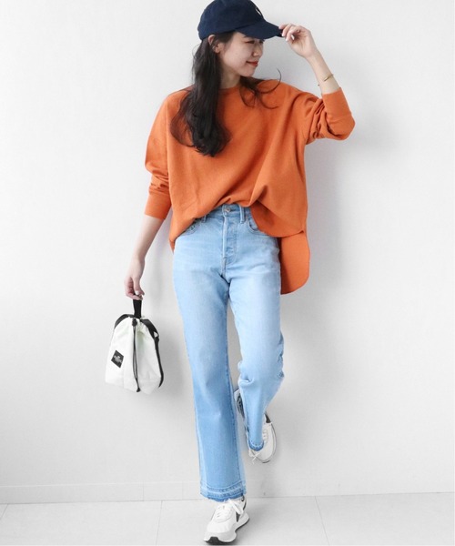 JOURNAL STANDARD relume(ジャーナルスタンダード レリューム)の「《追加》TCワッフルオーバーサイズロングスリーブTシャツ◆(Tシャツ/カットソー・レディース・オレンジ/ホワイト系その他/ブルー/オートミール・FREE)」の5枚目の写真