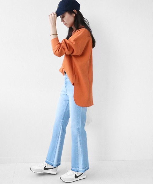 JOURNAL STANDARD relume(ジャーナルスタンダード レリューム)の「《追加》TCワッフルオーバーサイズロングスリーブTシャツ◆(Tシャツ/カットソー・レディース・オレンジ/ホワイト系その他/ブルー/オートミール・FREE)」の7枚目の写真