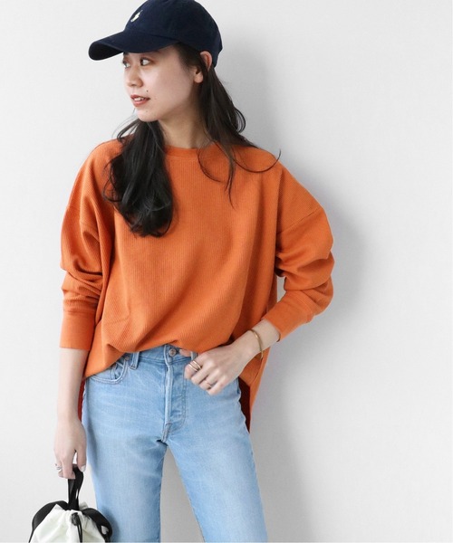 JOURNAL STANDARD relume(ジャーナルスタンダード レリューム)の「《追加》TCワッフルオーバーサイズロングスリーブTシャツ◆(Tシャツ/カットソー・レディース・オレンジ/ホワイト系その他/ブルー/オートミール・FREE)」の9枚目の写真