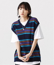 【mahagrid】STRIPED KNIT VEST / マハグリッド ストライプ ボーダー ニット ベスト
