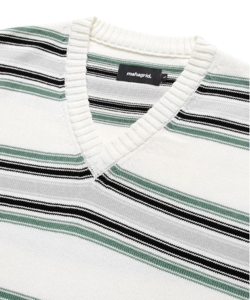 MAHAGRID(マハグリッド)の「【mahagrid】STRIPED KNIT VEST / マハグリッド ストライプ ボーダー ニット ベスト(ベスト・メンズ・ネイビー/アイボリー・SMALL/MEDIUM/LARGE)」の12枚目の写真