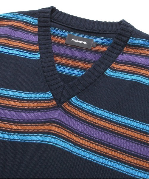 MAHAGRID(マハグリッド)の「【mahagrid】STRIPED KNIT VEST / マハグリッド ストライプ ボーダー ニット ベスト(ベスト・メンズ・ネイビー/アイボリー・SMALL/MEDIUM/LARGE)」の17枚目の写真