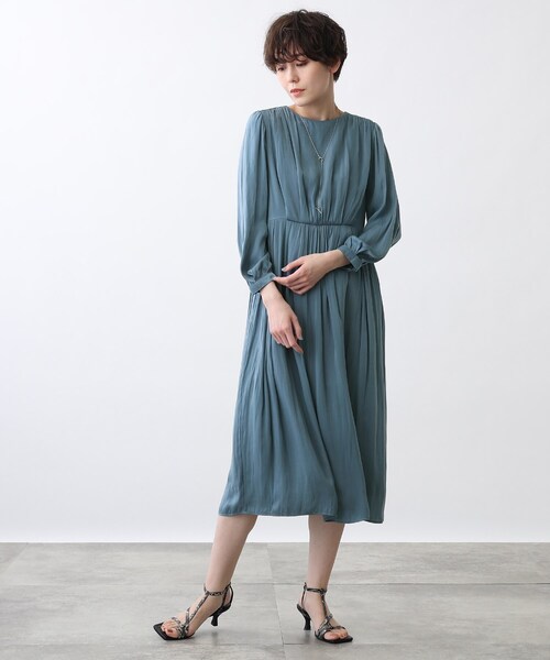 INDIVI（インディヴィ）の「◆【洗える/UVケア/吸水速乾】タック＆ギャザーワンピース（ワンピース・レディース・サックスブルー系5/ダークグレー/ネイビー・34/38/13/19/15 ）」の10枚目の写真