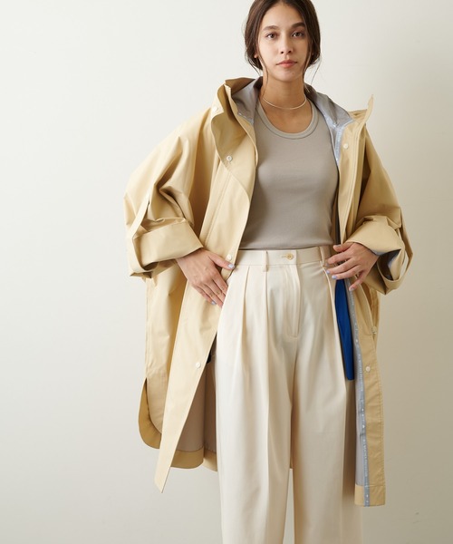 F/CE. （エフシーイー）の「【F/CE.】ポンチョコート（ポンチョ・レディース・ベージュ/ブラック・FREE）」の3枚目の写真