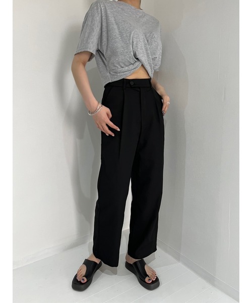 tシャツ ツイストケープカットソー レディース human woman tシャツ ハイゲージボーダー襟付カットソー