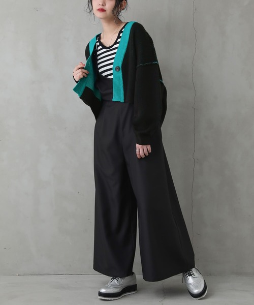 osharewalker（オシャレウォーカー）の「【廃盤】『配色リバーシブルダブルフェイスカーディガン』（カーディガン/ボレロ・レディース・ブラック/ライム/コーラルピンク・FREE）」の8枚目の写真