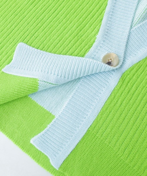 osharewalker（オシャレウォーカー）の「【廃盤】『配色リバーシブルダブルフェイスカーディガン』（カーディガン/ボレロ・レディース・ブラック/ライム/コーラルピンク・FREE）」の11枚目の写真