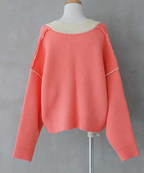 osharewalker（オシャレウォーカー）の「【廃盤】『配色リバーシブルダブルフェイスカーディガン』（カーディガン/ボレロ・レディース・ブラック/ライム/コーラルピンク・FREE）」の14枚目の写真