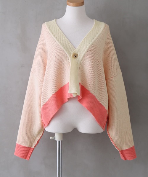 osharewalker（オシャレウォーカー）の「【廃盤】『配色リバーシブルダブルフェイスカーディガン』（カーディガン/ボレロ・レディース・ブラック/ライム/コーラルピンク・FREE）」の15枚目の写真