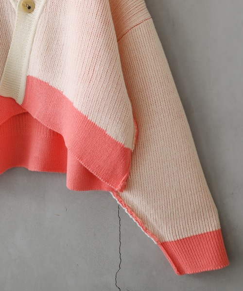 osharewalker（オシャレウォーカー）の「【廃盤】『配色リバーシブルダブルフェイスカーディガン』（カーディガン/ボレロ・レディース・ブラック/ライム/コーラルピンク・FREE）」の19枚目の写真