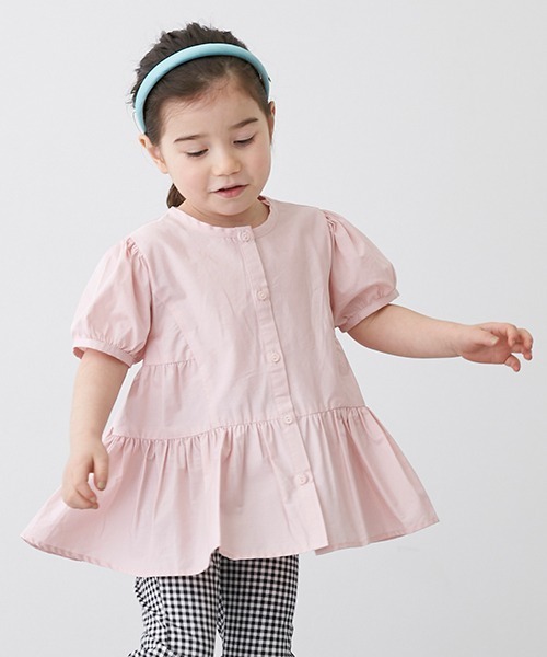 petit main（プティマイン）の「【リンク】ティアードシャツブラウス（シャツ/ブラウス・キッズ・ライトブルー/ピンク/レモンイエロー/チャコール・90cm/120cm/110cm/130cm/80ｃｍ/100cm）」の6枚目の写真