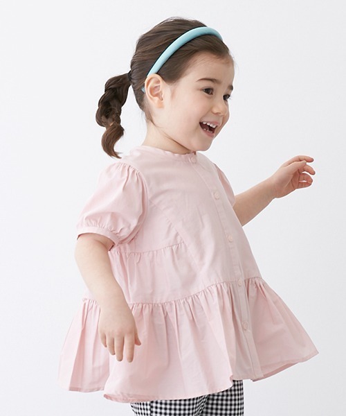 petit main（プティマイン）の「【リンク】ティアードシャツブラウス（シャツ/ブラウス・キッズ・ライトブルー/ピンク/レモンイエロー/チャコール・90cm/120cm/110cm/130cm/80ｃｍ/100cm）」の12枚目の写真