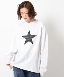 BASECONTROL（ベースコントロール）の「◆コットン天竺 スターグラフィックデザイン 長袖プリントTシャツ（Tシャツ/カットソー）」