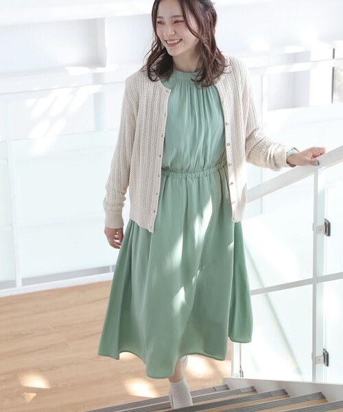 DRESKIP（ドレスキップ）の「◆【洗える/フェミニン】フロントギャザーワンピース（ワンピース・レディース・グリーン系/サンドベージュ/ダークネイビー・02/03/04）」の15枚目の写真