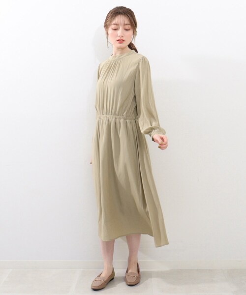 DRESKIP（ドレスキップ）の「◆【洗える/フェミニン】フロントギャザーワンピース（ワンピース・レディース・グリーン系/サンドベージュ/ダークネイビー・02/03/04）」の10枚目の写真