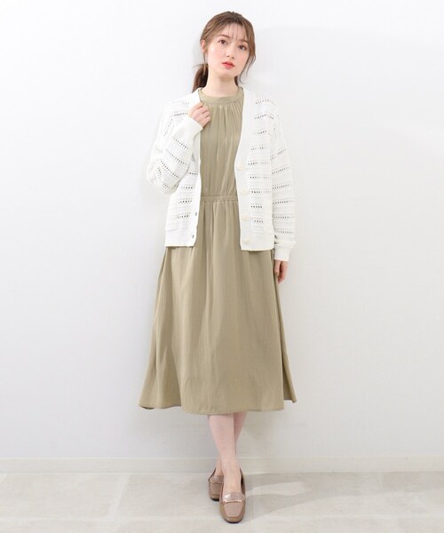 DRESKIP（ドレスキップ）の「◆【洗える/フェミニン】フロントギャザーワンピース（ワンピース・レディース・グリーン系/サンドベージュ/ダークネイビー・02/03/04）」の7枚目の写真