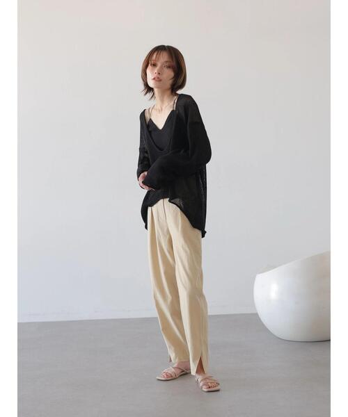 rem closet(レムクローゼット)の「タックテーパードスリットパンツ(その他パンツ・レディース・オリーブ/アイボリー・XS/S)」の9枚目の写真