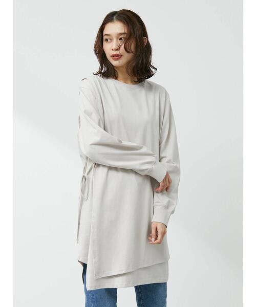 Green　Parks（グリーンパークス）の「イレギュラーチュニック（Tシャツ/カットソー・レディース・ベージュ/ブルー/ダークネイビー・FREE）」の15枚目の写真