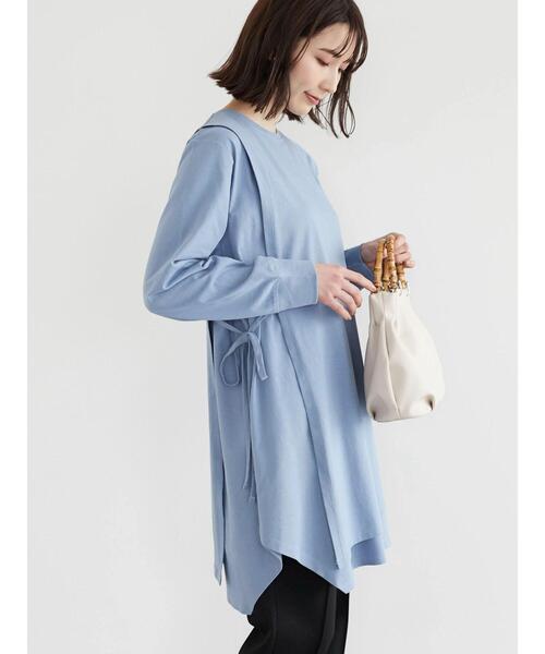 Green　Parks（グリーンパークス）の「イレギュラーチュニック（Tシャツ/カットソー・レディース・ベージュ/ブルー/ダークネイビー・FREE）」の16枚目の写真