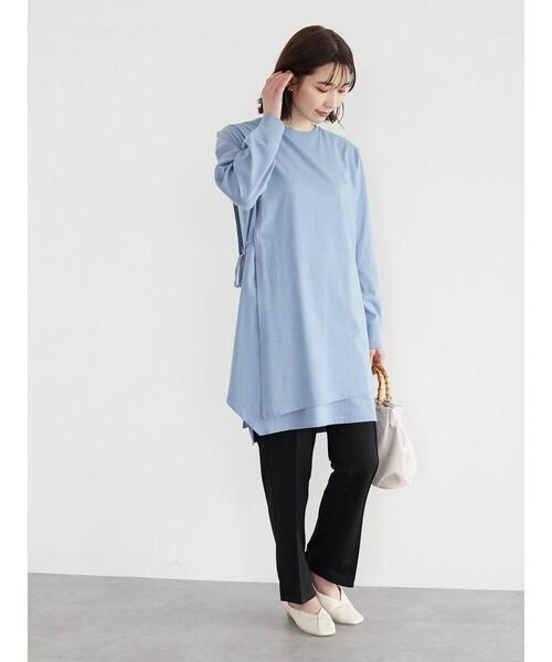 Green　Parks（グリーンパークス）の「イレギュラーチュニック（Tシャツ/カットソー・レディース・ベージュ/ブルー/ダークネイビー・FREE）」の18枚目の写真