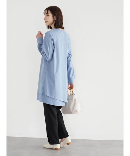 Green　Parks（グリーンパークス）の「イレギュラーチュニック（Tシャツ/カットソー・レディース・ベージュ/ブルー/ダークネイビー・FREE）」の5枚目の写真