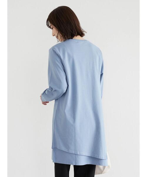 Green　Parks（グリーンパークス）の「イレギュラーチュニック（Tシャツ/カットソー・レディース・ベージュ/ブルー/ダークネイビー・FREE）」の7枚目の写真