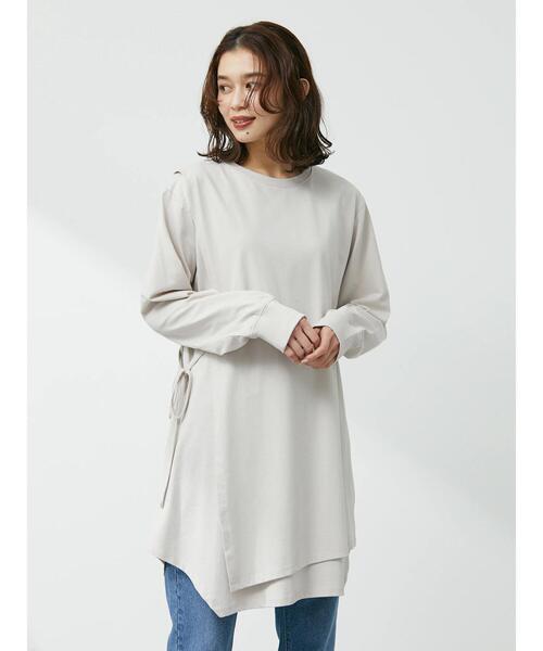 Green　Parks（グリーンパークス）の「イレギュラーチュニック（Tシャツ/カットソー・レディース・ベージュ/ブルー/ダークネイビー・FREE）」の12枚目の写真