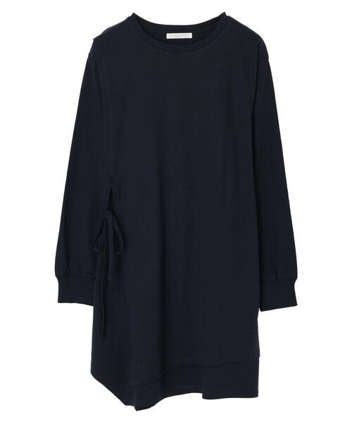 Green　Parks（グリーンパークス）の「イレギュラーチュニック（Tシャツ/カットソー・レディース・ベージュ/ブルー/ダークネイビー・FREE）」の3枚目の写真