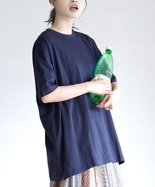 zootie（ズーティー）の「【汗が染みない ビッグTシャツ】 汗しみない Tシャツ［ビッグTEE］ 汗染み防止（Tシャツ/カットソー・レディース・ラベンダー/モカ/ライトブルー/ライトカーキ/グレイッシュブルー/ブラック/グレイッシュベージュ/オレンジ系その他2/杢グレー/オフホワイト/ネイビー/ダークグリーン/ブルー系その他2/ダークブラウン/パープル系その他/アイボリー/イエロー系その他/レッド系その他/ミント・M-L）」の12枚目の写真