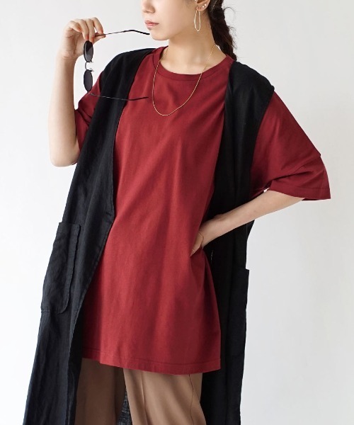 zootie（ズーティー）の「【汗が染みない ビッグTシャツ】 汗しみない Tシャツ［ビッグTEE］ 汗染み防止（Tシャツ/カットソー・レディース・ラベンダー/モカ/ライトブルー/ライトカーキ/グレイッシュブルー/ブラック/グレイッシュベージュ/オレンジ系その他2/杢グレー/オフホワイト/ネイビー/ダークグリーン/ブルー系その他2/ダークブラウン/パープル系その他/アイボリー/イエロー系その他/レッド系その他/ミント・M-L）」の18枚目の写真