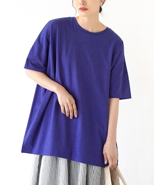 zootie（ズーティー）の「【汗が染みない ビッグTシャツ】 汗しみない Tシャツ［ビッグTEE］ 汗染み防止（Tシャツ/カットソー・レディース・ラベンダー/モカ/ライトブルー/ライトカーキ/グレイッシュブルー/ブラック/グレイッシュベージュ/オレンジ系その他2/杢グレー/オフホワイト/ネイビー/ダークグリーン/ブルー系その他2/ダークブラウン/パープル系その他/アイボリー/イエロー系その他/レッド系その他/ミント・M-L）」の14枚目の写真