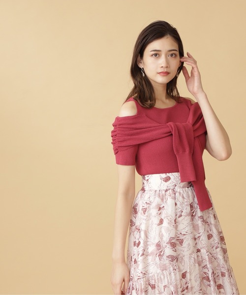 JILL by JILL STUART（ジルバイジルスチュアート）の「◇フェイクレイヤードニット（ニット/セーター・レディース・ホワイト系その他/レッド/ネイビー/オレンジ/ブラック・FREE）」の4枚目の写真