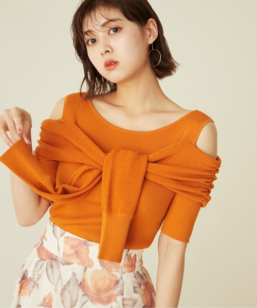 JILL by JILL STUART（ジルバイジルスチュアート）の「◇フェイクレイヤードニット（ニット/セーター・レディース・ホワイト系その他/レッド/ネイビー/オレンジ/ブラック・FREE）」の5枚目の写真