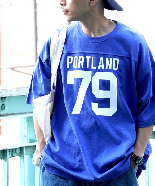 BACK NUMBER（バックナンバー）の「【BACK NUMBER】フットボールＴシャツ（Tシャツ/カットソー・メンズ・ブルー/ホワイト・L/M/S/XL）」の15枚目の写真