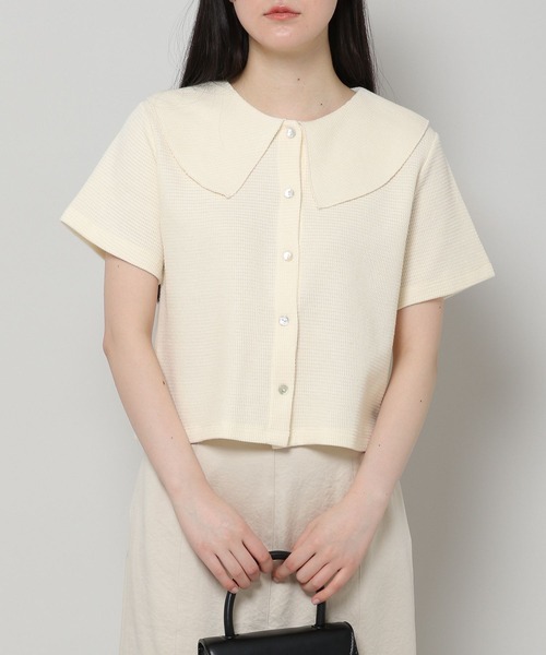 ALAND（エーランド）の「3.3Field Trip／セーラーカラーショートカーディガン　2285608（カーディガン/ボレロ・レディース・アイボリー/ブラック・FREE）」の2枚目の写真