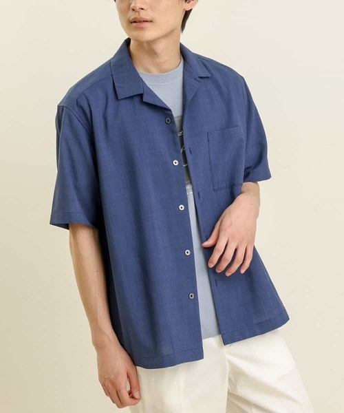 a.v.v（アーヴェヴェ）の「【S-XXL/速乾】リライト オープンカラーシャツ（シャツ/ブラウス・メンズ・ブルー/ベージュ/チャコールグレー・46/48/52/44/50）」の3枚目の写真