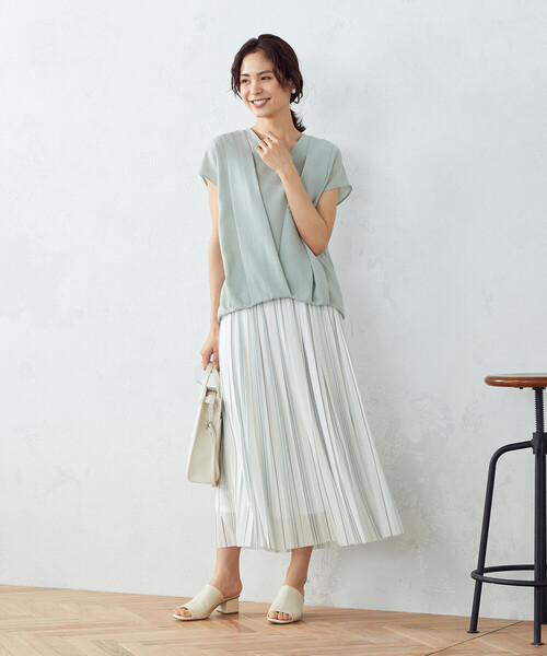COMME CA ISM(コムサイズム)の「ストライプ プリーツスカート(スカート・レディース・ホワイト系/チャコール・SMALL/MEDIUM/LARGE)」の6枚目の写真