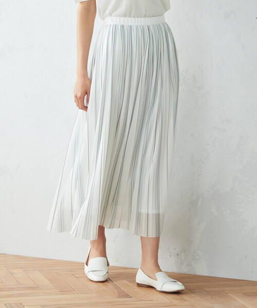 COMME CA ISM(コムサイズム)の「ストライプ プリーツスカート(スカート・レディース・ホワイト系/チャコール・SMALL/MEDIUM/LARGE)」の7枚目の写真