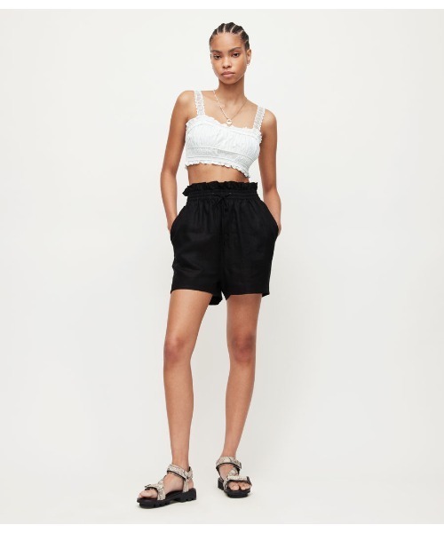 ALLSAINTS（オールセインツ）の「LILY LINEN PAPERBAG SHORTS | LILY LINEN PAPERBAG ショーツ（その他パンツ・レディース・ブラック・2/4/6/8/10）」の6枚目の写真