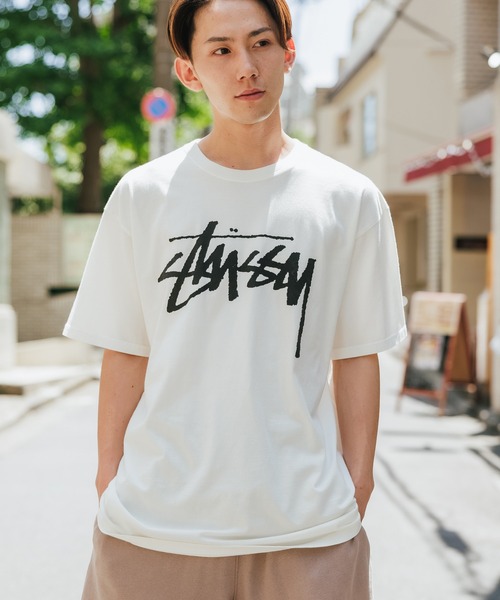 STUSSY ステューシー半袖シャツ パイル生地XL白 stussy(ステューシー) 半袖プリントTシャツ ホワイト サイズ S