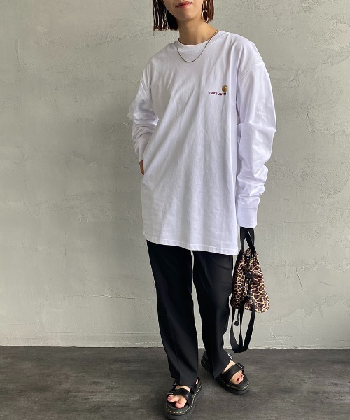 Carhartt WIP（カーハートダブリューアイピー）の「[carhartt WIP/カーハートダブリューアイピー] AMERICAN SCRIPT ワンポイントロゴ刺繍ロンT（Tシャツ/カットソー・レディース・ブラック/グリーン/ホワイト/ダークグリーン・L/M/XS/S/XL）」の15枚目の写真