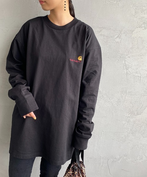 Carhartt WIP（カーハートダブリューアイピー）の「[carhartt WIP/カーハートダブリューアイピー] AMERICAN SCRIPT ワンポイントロゴ刺繍ロンT（Tシャツ/カットソー・レディース・ブラック/グリーン/ホワイト/ダークグリーン・L/M/XS/S/XL）」の17枚目の写真