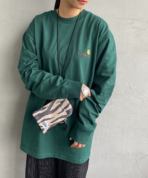 Carhartt WIP（カーハートダブリューアイピー）の「[carhartt WIP/カーハートダブリューアイピー] AMERICAN SCRIPT ワンポイントロゴ刺繍ロンT（Tシャツ/カットソー・レディース・ブラック/グリーン/ホワイト/ダークグリーン・L/M/XS/S/XL）」の19枚目の写真
