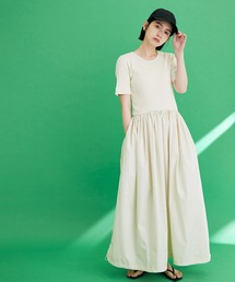 ADAM ET ROPE' | リブコンビバルーンワンピース(ワンピース)